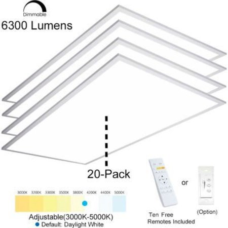 E E SYSTEMS GROUP eSenLite® 2x4ft 50W 6500 LM LED Ceiling Panel Troffer Light 3000-5000K CCT Dim w/ Remote 20 PK EEFPTL2460W-R20